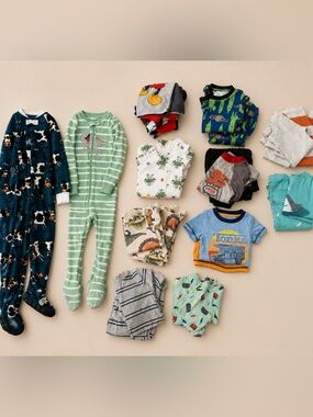 Boys 3T Pajama Bundle Set Lot Long & Short Sleeve PJs